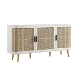 Izzy Curved Rattan Large 3-Door Sideboard, White 20 Izzy Curved Rattan Large 3-Door Sideboard, White -Daals Store FT SB 03 WHITE WB2