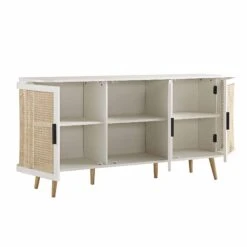 Izzy Curved Rattan Large 3-Door Sideboard, White 22 Izzy Curved Rattan Large 3-Door Sideboard, White -Daals Store FT SB 03 WHITE WB3