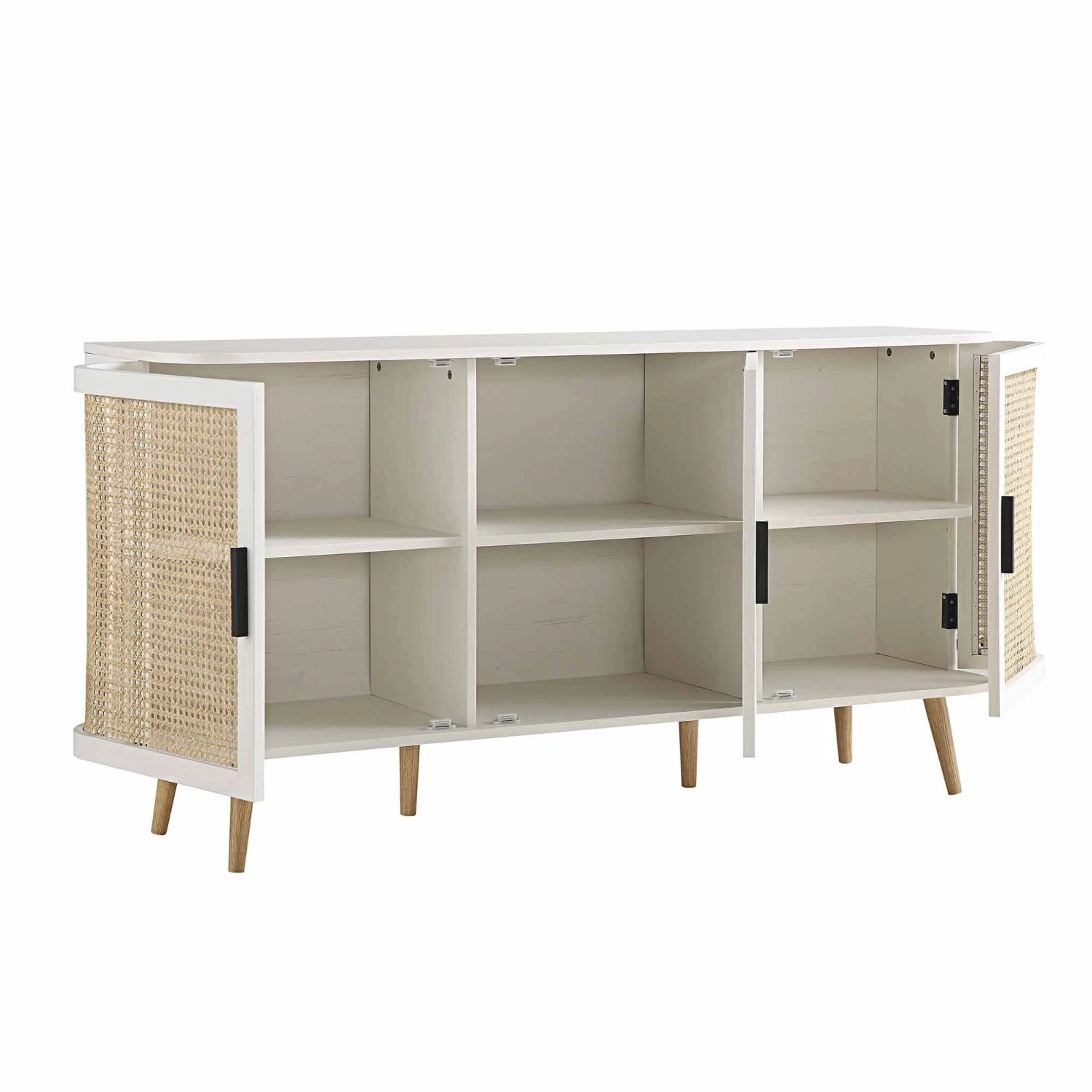 Izzy Curved Rattan Large 3-Door Sideboard, White 7 Izzy Curved Rattan Large 3-Door Sideboard, White - Image 7