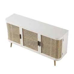 Izzy Curved Rattan Large 3-Door Sideboard, White 23 Izzy Curved Rattan Large 3-Door Sideboard, White -Daals Store FT SB 03 WHITE WB4