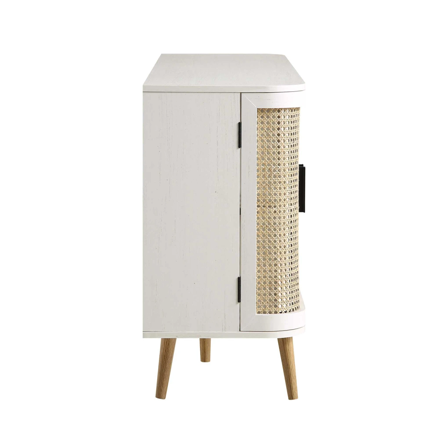 Izzy Curved Rattan Large 3-Door Sideboard, White 9 Izzy Curved Rattan Large 3-Door Sideboard, White - Image 9