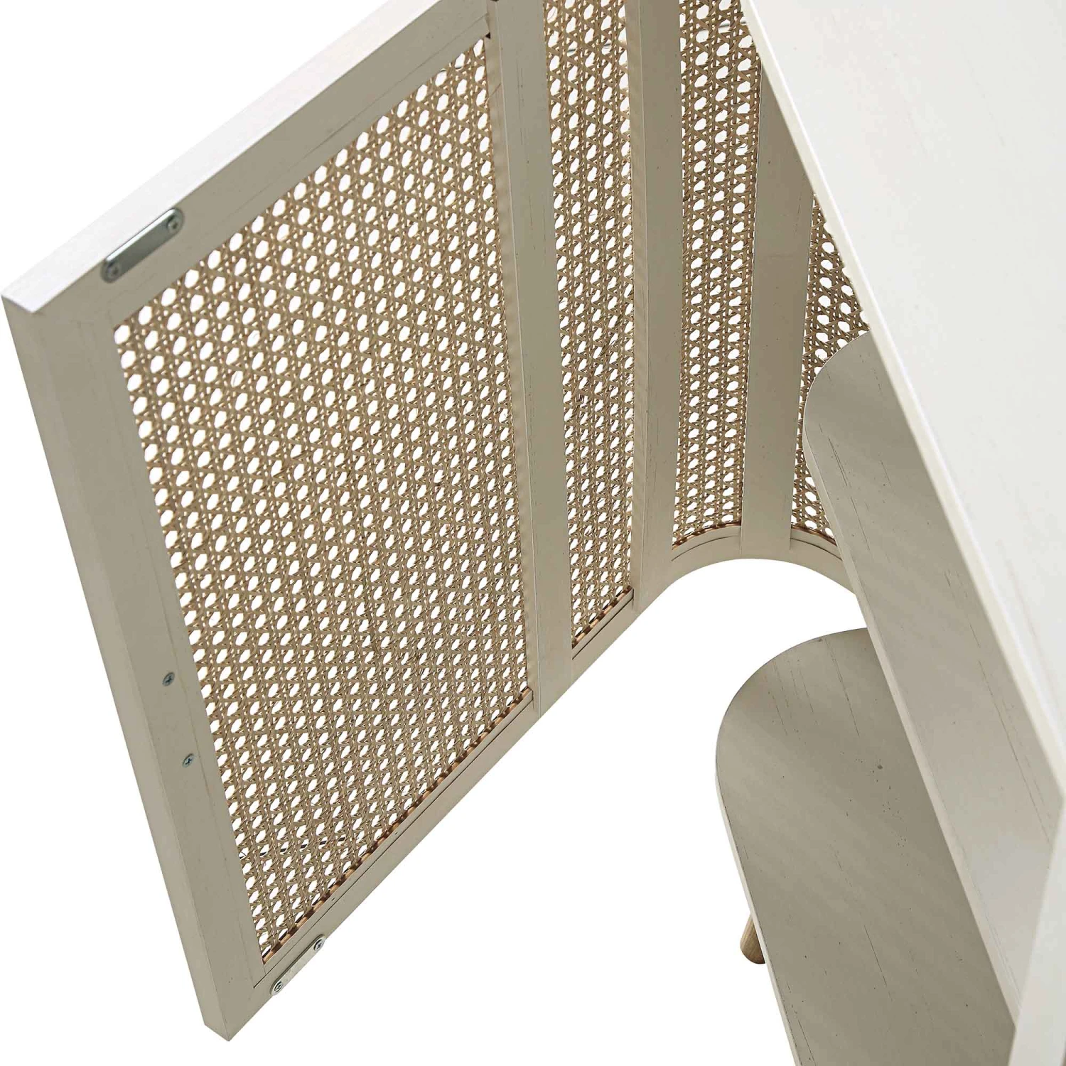 Izzy Curved Rattan Large 3-Door Sideboard, White 12 Izzy Curved Rattan Large 3-Door Sideboard, White - Image 12