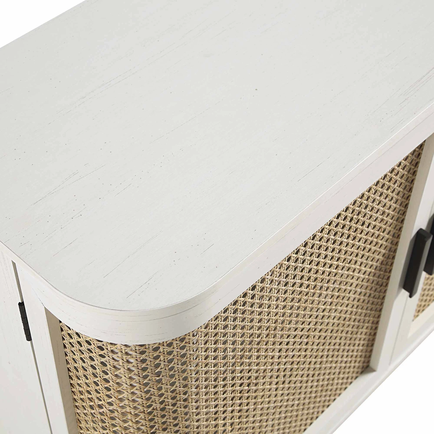 Izzy Curved Rattan Large 3-Door Sideboard, White 13 Izzy Curved Rattan Large 3-Door Sideboard, White - Image 13