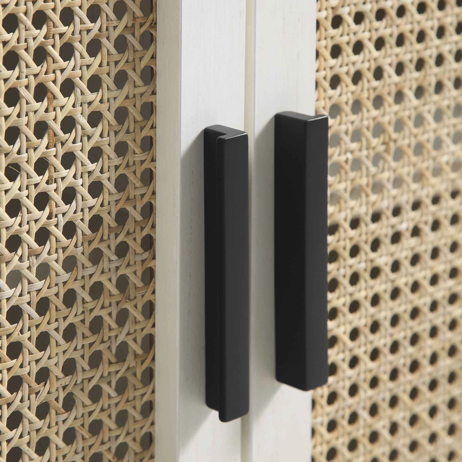 Izzy Curved Rattan Large 3-Door Sideboard, White 15 Izzy Curved Rattan Large 3-Door Sideboard, White - Image 15