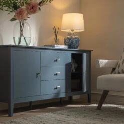 Oakham Wide Sideboard With Drawers, Stormy Blue -Daals Store FT SB 04 STORM scene3