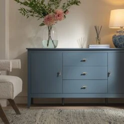 Oakham Wide Sideboard With Drawers, Stormy Blue -Daals Store FT SB 04 STORM scene4