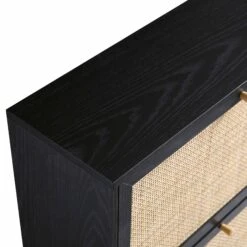 Frances Rattan 3 Tier Shoe Storage Cabinet, Black -Daals Store FT SHC 01 BLACK detail1