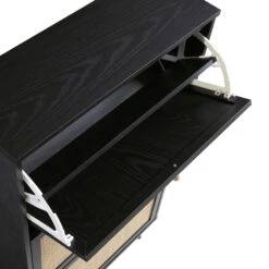 Frances Rattan 3 Tier Shoe Storage Cabinet, Black -Daals Store FT SHC 01 BLACK detail2