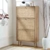 Frances Rattan 3 Tier Shoe Storage Cabinet, Natural