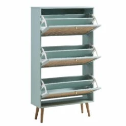 Frances Rattan 3 Tier Shoe Storage Cabinet, Mint -Daals Store FT SHC 01 SAGE WB3