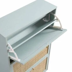 Frances Rattan 3 Tier Shoe Storage Cabinet, Mint -Daals Store FT SHC 01 SAGE detail2