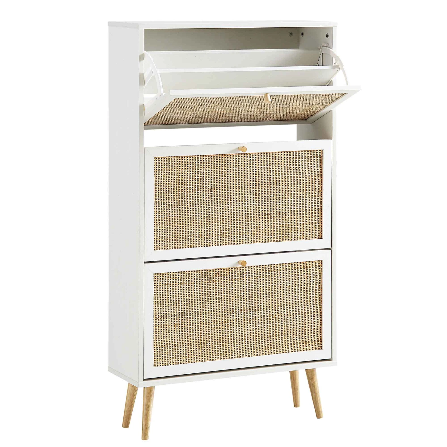 Frances Rattan 3 Tier Shoe Storage Cabinet, White 7 Frances Rattan 3 Tier Shoe Storage Cabinet, White - Image 7