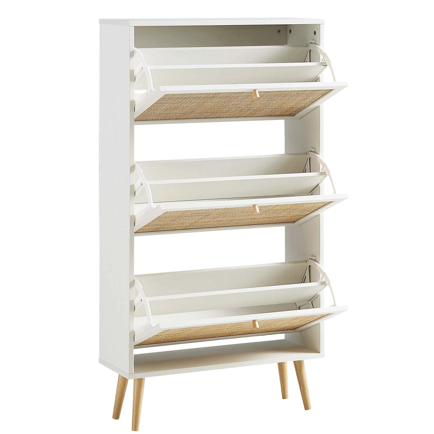 Frances Rattan 3 Tier Shoe Storage Cabinet, White 8 Frances Rattan 3 Tier Shoe Storage Cabinet, White - Image 8