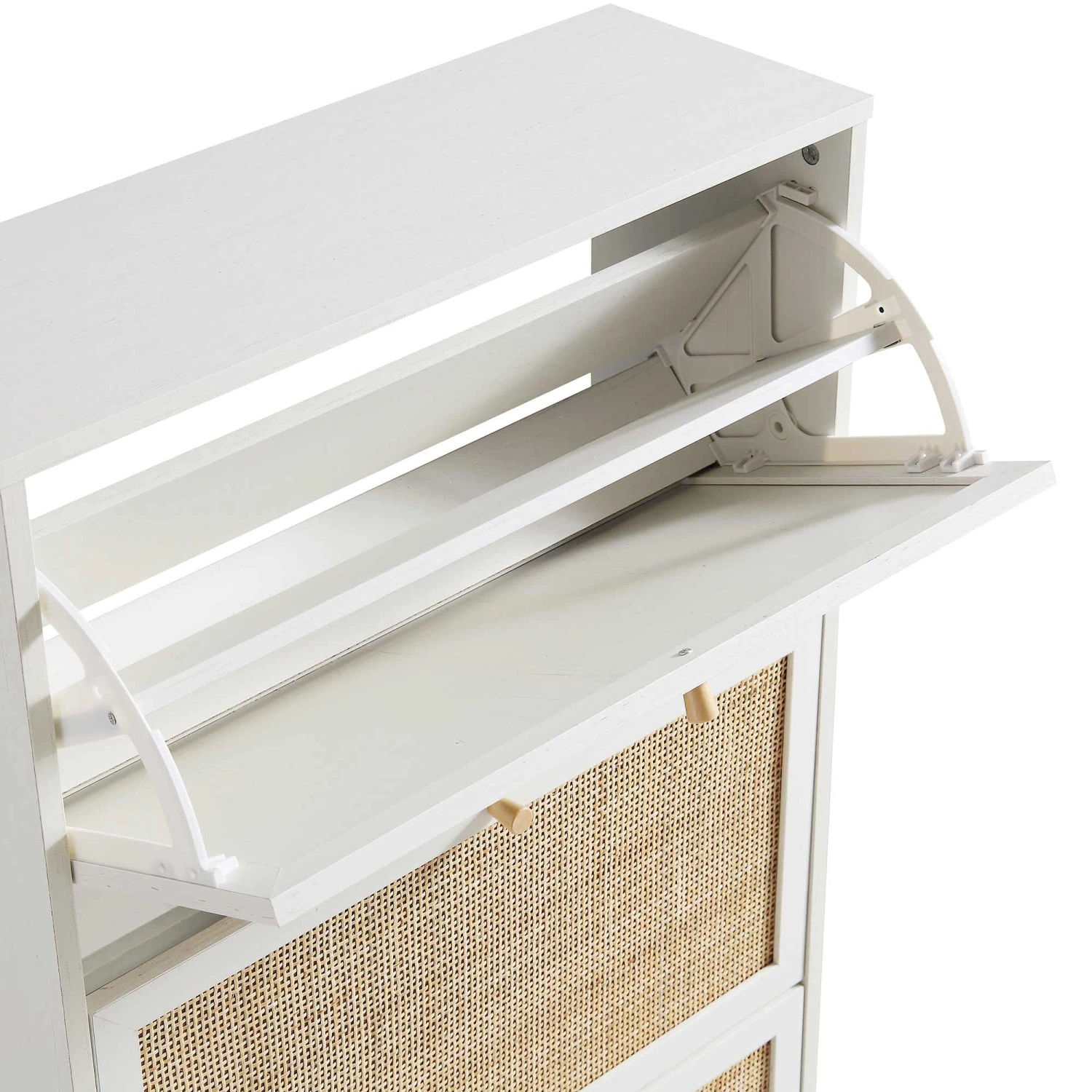 Frances Rattan 3 Tier Shoe Storage Cabinet, White 10 Frances Rattan 3 Tier Shoe Storage Cabinet, White - Image 10