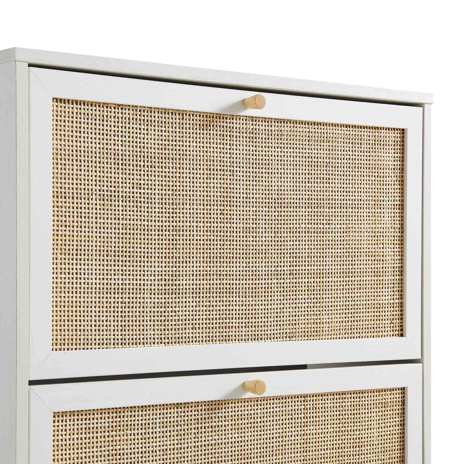 Frances Rattan 3 Tier Shoe Storage Cabinet, White 11 Frances Rattan 3 Tier Shoe Storage Cabinet, White - Image 11