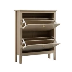 Oakham 2-Tier Shoe Cabinet, Deep Greige 12 Oakham 2-Tier Shoe Cabinet, Deep Greige -Daals Store FT SHC 02 BEIGE WB3