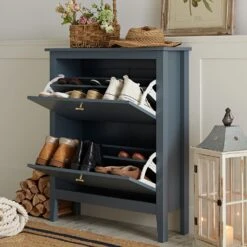 Oakham 2-Tier Shoe Cabinet, Stormy Blue 17 Oakham 2-Tier Shoe Cabinet, Stormy Blue -Daals Store FT SHC 02 STORM scene2