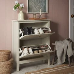 Oakham 2-Tier Shoe Cabinet, Shaded White -Daals Store FT SHC 02 WHITE scene2