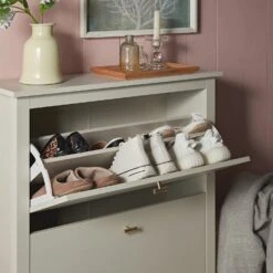 Oakham 2-Tier Shoe Cabinet, Shaded White -Daals Store FT SHC 02 WHITE scene4