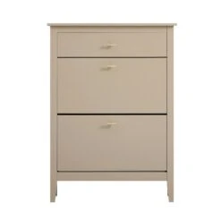 Oakham 2-Tier Shoe Cabinet With Top Drawer, Deep Greige 23 Oakham 2-Tier Shoe Cabinet With Top Drawer, Deep Greige -Daals Store FT SHC 04 BEIGE WB1
