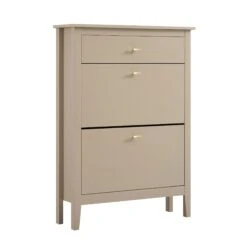 Oakham 2-Tier Shoe Cabinet With Top Drawer, Deep Greige 24 Oakham 2-Tier Shoe Cabinet With Top Drawer, Deep Greige -Daals Store FT SHC 04 BEIGE WB2