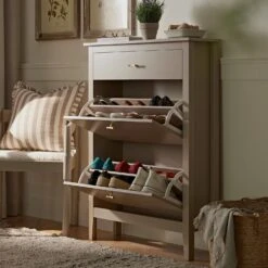 Oakham 2-Tier Shoe Cabinet With Top Drawer, Deep Greige 18 Oakham 2-Tier Shoe Cabinet With Top Drawer, Deep Greige -Daals Store FT SHC 04 BEIGE scene2