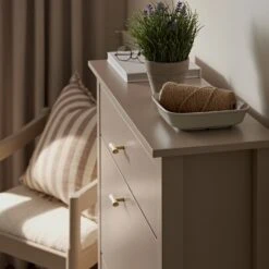 Oakham 2-Tier Shoe Cabinet With Top Drawer, Deep Greige 19 Oakham 2-Tier Shoe Cabinet With Top Drawer, Deep Greige -Daals Store FT SHC 04 BEIGE scene3