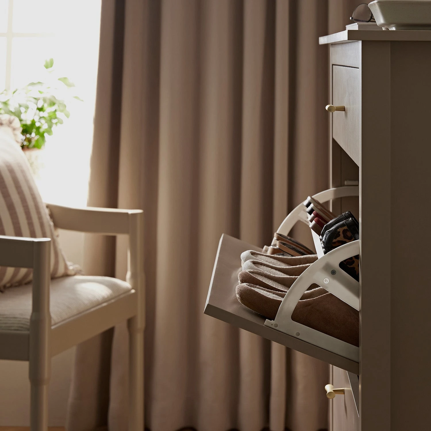 Oakham 2-Tier Shoe Cabinet With Top Drawer, Deep Greige 5 Oakham 2-Tier Shoe Cabinet With Top Drawer, Deep Greige - Image 5