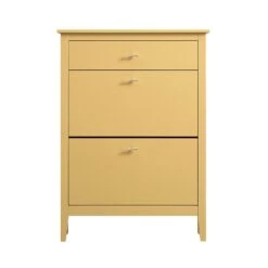 Oakham 2-Tier Shoe Cabinet With Top Drawer, Rattan Yellow