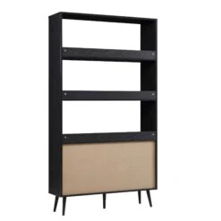 Frances Woven Rattan Bookcase With Doors, Black 18 Frances Woven Rattan Bookcase With Doors, Black -Daals Store FT SHELF 01 BLACK WB5