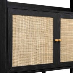Frances Woven Rattan Bookcase With Doors, Black 19 Frances Woven Rattan Bookcase With Doors, Black -Daals Store FT SHELF 01 BLACK detail1
