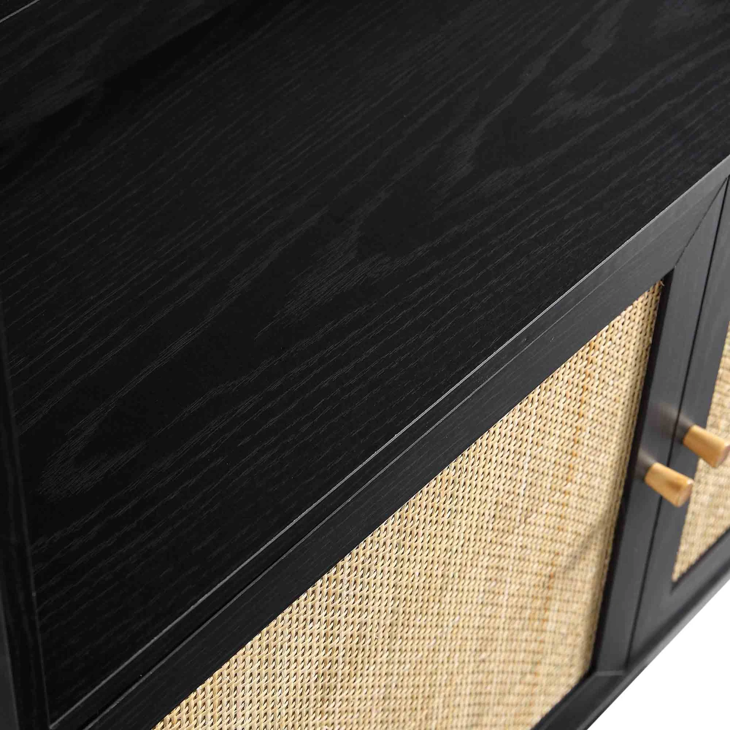 Frances Woven Rattan Bookcase With Doors, Black 10 Frances Woven Rattan Bookcase With Doors, Black - Image 10