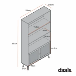 Frances Woven Rattan Tall Bookcase With Doors, Natural 15 Frances Woven Rattan Tall Bookcase With Doors, Natural -Daals Store FT SHELF 01 CHART 1