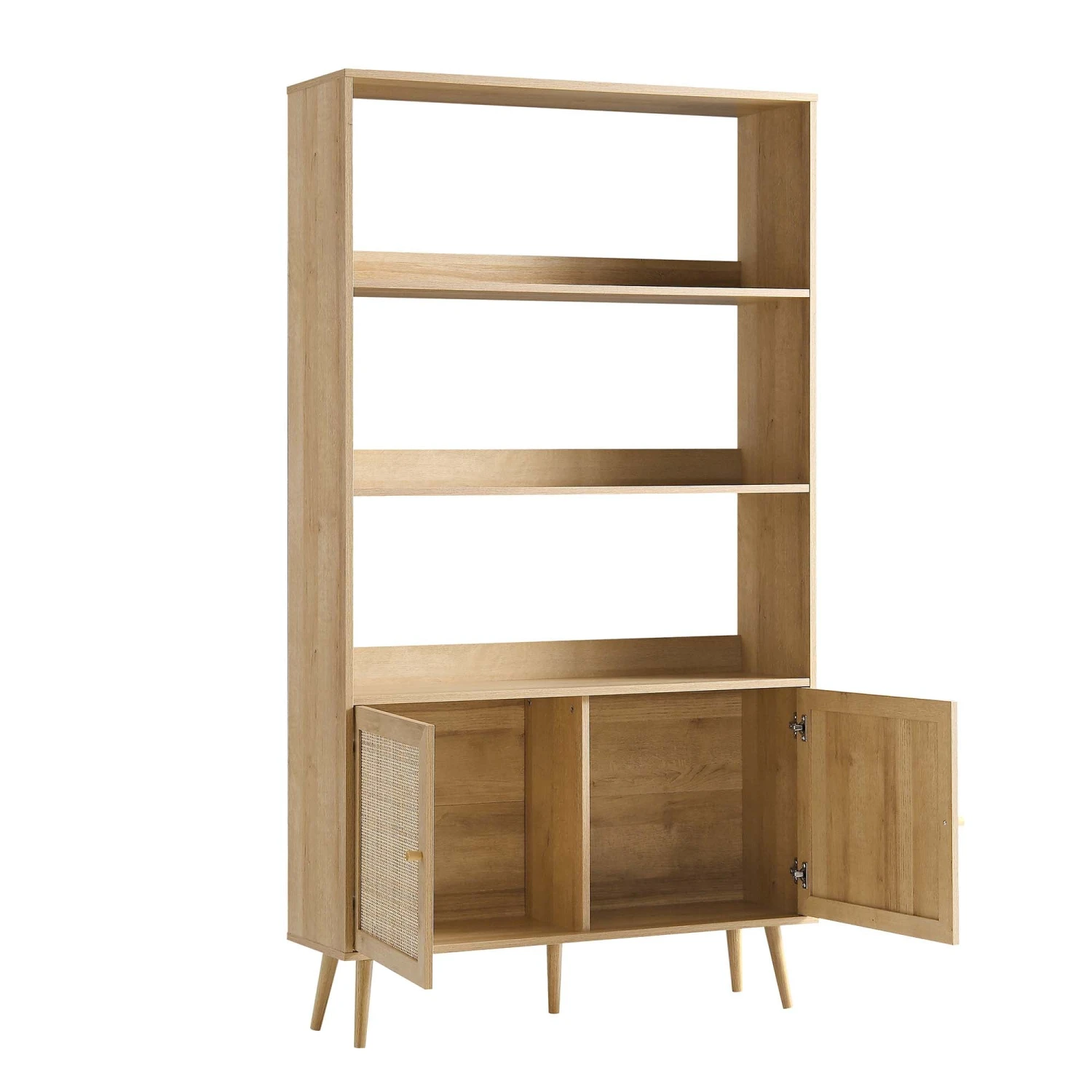 Frances Woven Rattan Tall Bookcase With Doors, Natural 6 Frances Woven Rattan Tall Bookcase With Doors, Natural - Image 6