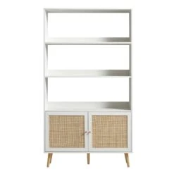 Frances Woven Rattan Bookcase With Doors, White 16 Frances Woven Rattan Bookcase With Doors, White -Daals Store FT SHELF 01 WHITE WB1