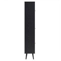 Frances Woven Rattan Tallboy Bathroom Unit, Black -Daals Store FT TALLB 01 BLACK WB4