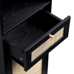 Frances Woven Rattan Tallboy Bathroom Unit, Black -Daals Store FT TALLB 01 BLACK detail2