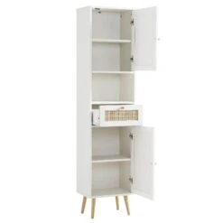 Frances Woven Rattan Tallboy Bathroom Unit, White -Daals Store FT TALLB 01 WHITE WB3