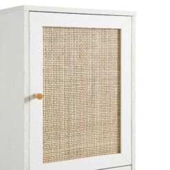 Frances Woven Rattan Tallboy Bathroom Unit, White -Daals Store FT TALLB 01 WHITE detail1