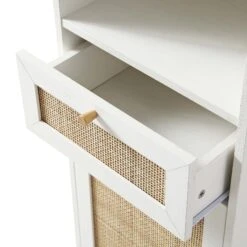Frances Woven Rattan Tallboy Bathroom Unit, White -Daals Store FT TALLB 01 WHITE detail2
