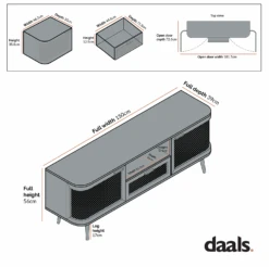 Izzy Curved Rattan 150cm TV Unit, Walnut -Daals Store FT TV 03 CHART 2