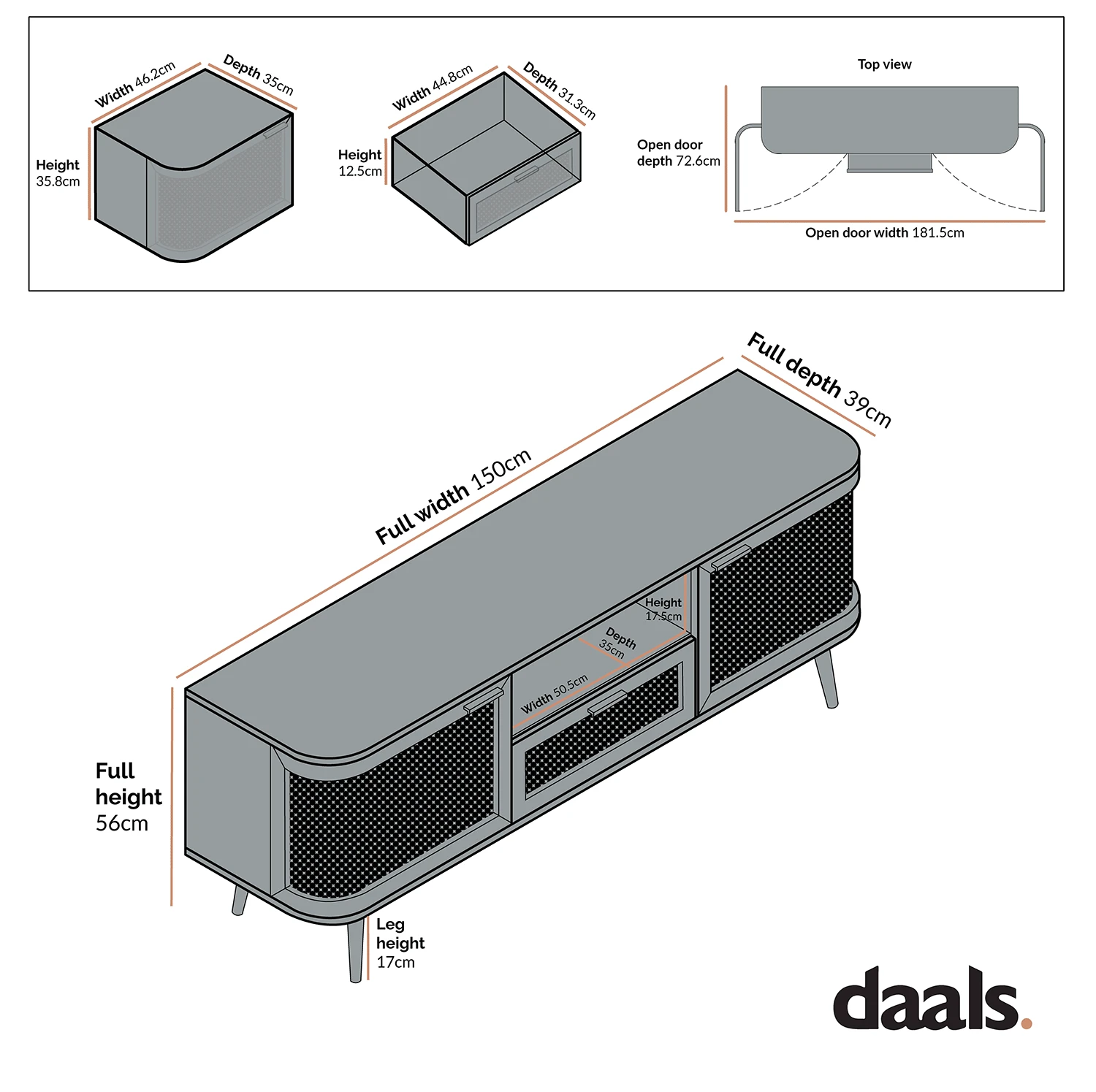 Izzy Curved Rattan 150cm TV Unit, Natural 6 Izzy Curved Rattan 150cm TV Unit, Natural - Image 6