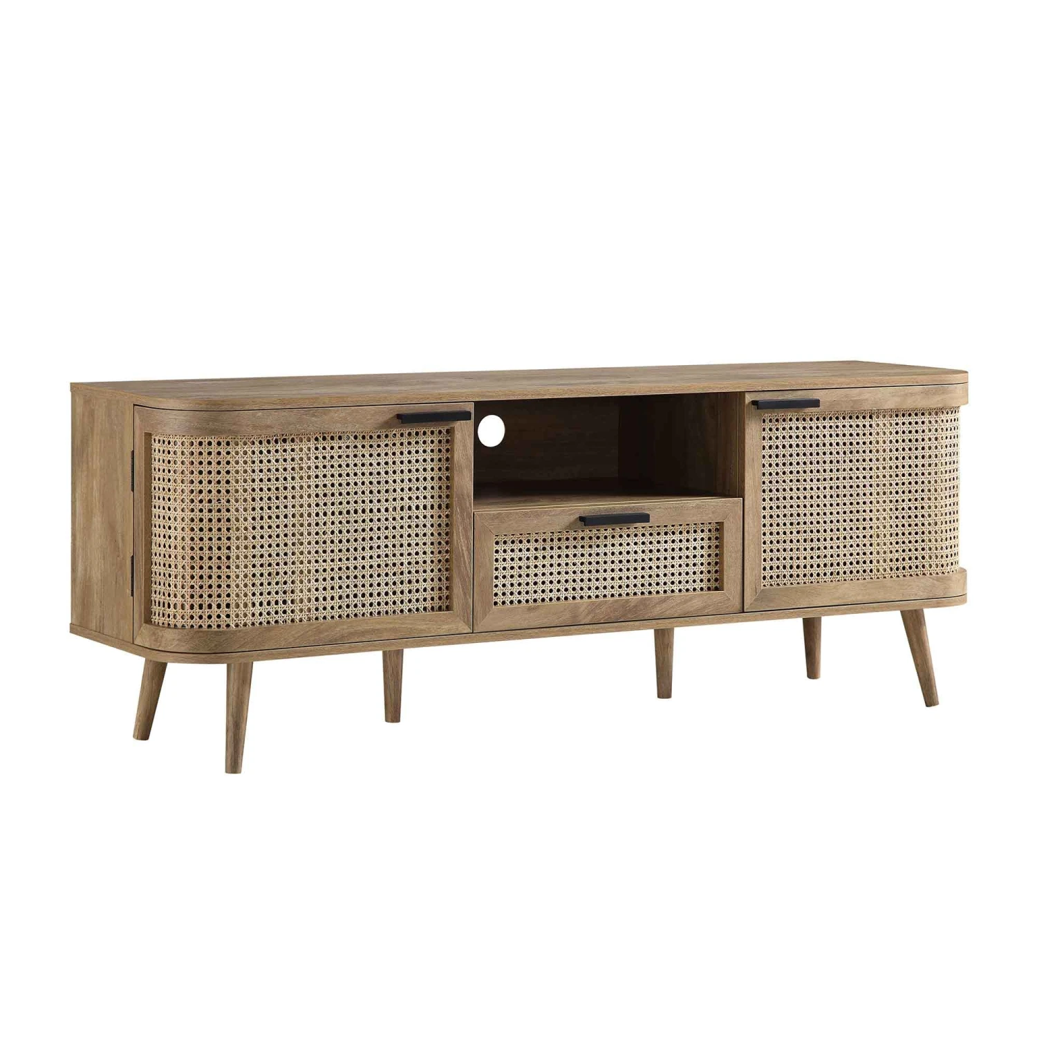 Izzy Curved Rattan 150cm TV Unit, Natural 5 Izzy Curved Rattan 150cm TV Unit, Natural - Image 5