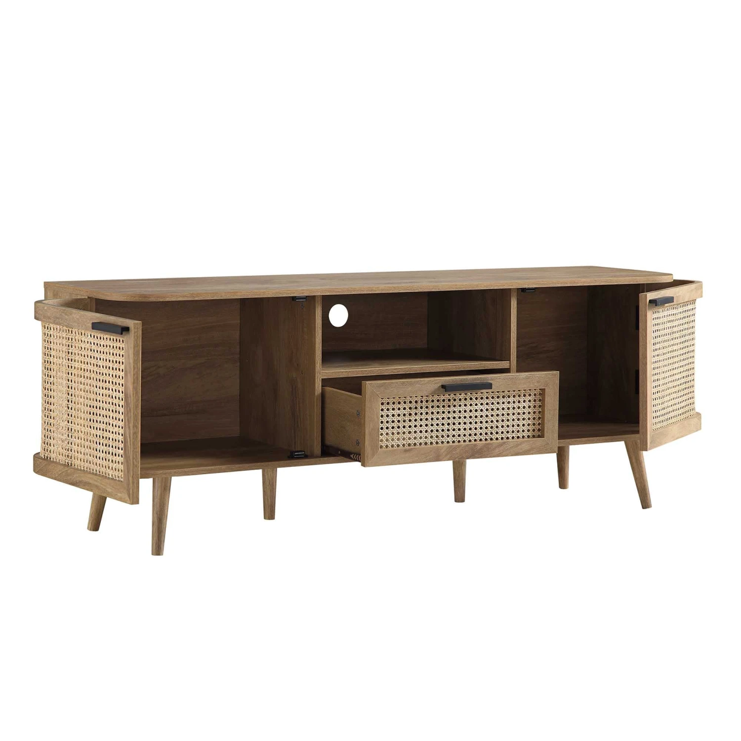Izzy Curved Rattan 150cm TV Unit, Natural 7 Izzy Curved Rattan 150cm TV Unit, Natural - Image 7