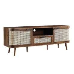 Izzy Curved Rattan 150cm TV Unit, Walnut -Daals Store FT TV 03 WALN WB2