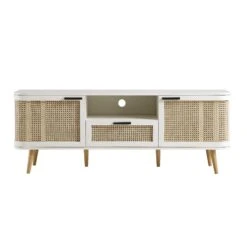 Izzy Curved Rattan 150cm TV Unit, White -Daals Store FT TV 03 WHITE WB1