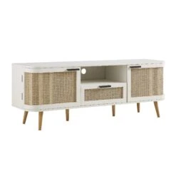 Izzy Curved Rattan 150cm TV Unit, White -Daals Store FT TV 03 WHITE WB2