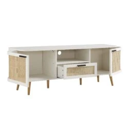 Izzy Curved Rattan 150cm TV Unit, White -Daals Store FT TV 03 WHITE WB3