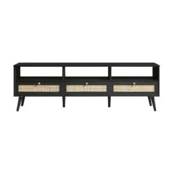 Frances Woven Rattan 160cm 3-Drawer TV Unit, Black -Daals Store FT TV 05 BLACK WB1