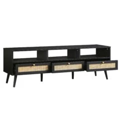 Frances Woven Rattan 160cm 3-Drawer TV Unit, Black -Daals Store FT TV 05 BLACK WB3